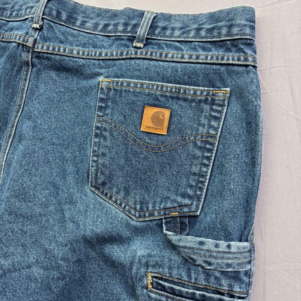 Carhartt B171-DST Relaxed Fit Carpenter Jeans Mens 44x32 Dark Stone Blue Denim - Picture 6 of 9